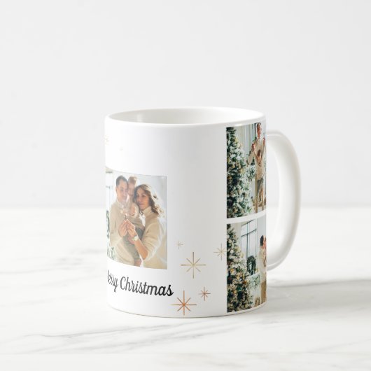 Merry Christmas Photo Mug – Your Family Collage コーヒーマグカップ (正面右)
