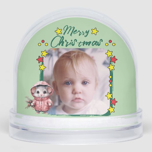 Merry Christmas photo stars mouse green (正面)