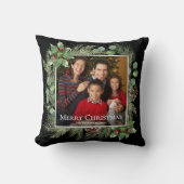 Merry Christmas Photo Wreath Botanical クッション (正面)