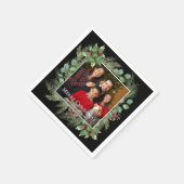 Merry Christmas Photo Wreath Holiday スタンダードカクテルナプキン (角)
