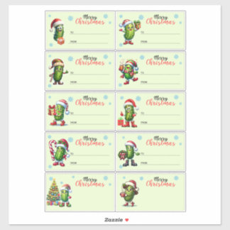 Merry Christmas Pickle Gift Tag Sticker Sheet シール