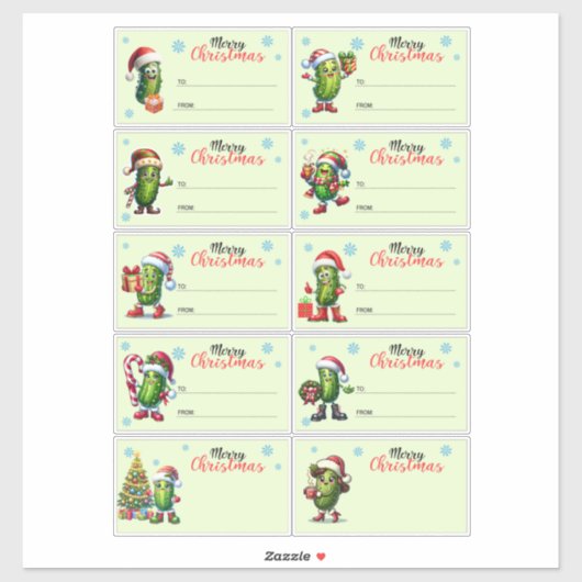 Merry Christmas Pickle Gift Tag Sticker Sheet シール (シート)