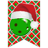 Merry Christmas Pickleball Party Red & Green Santa バンティングフラッグ (第1の旗)