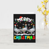 Merry Christmas Pigeon Lover Santa Hat Xmas Lights カード (黄色い花)