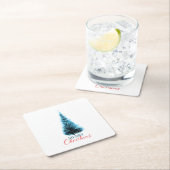 Merry Christmas pine tree スクエアペーパーコースター (インサイチュ)