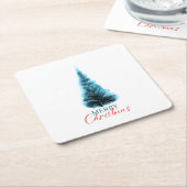 Merry Christmas pine tree スクエアペーパーコースター (アングル)