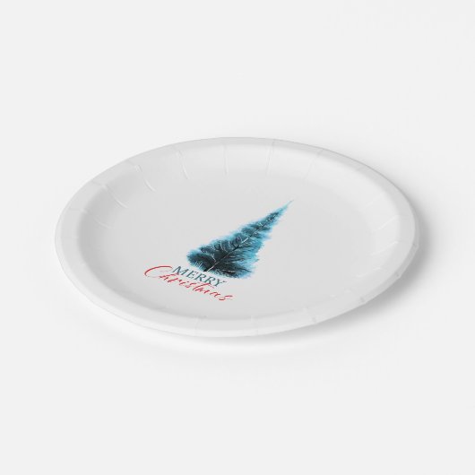 Merry Christmas pine tree ペーパープレート (アングル)