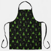 Merry Christmas Pine Tree Forest Black Xmas エプロン (正面)