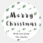 Merry Christmas pine tree stickers ラウンドシール (正面)
