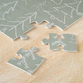 Merry Christmas Pink and Green Brushstroke Puzzle ジグソーパズル (側面)