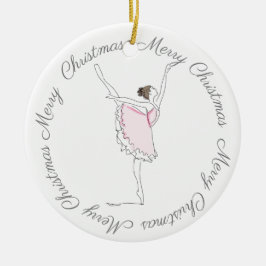 Merry Christmas Pink Ballerina Ornament セラミックオーナメント