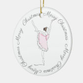 Merry Christmas Pink Ballerina Ornament セラミックオーナメント (左)