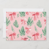 Merry Christmas pink bows and green sprig シーズンカード (裏面)