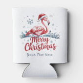  Merry Christmas Pink  Flamingo Personalized  缶クーラー (裏面)