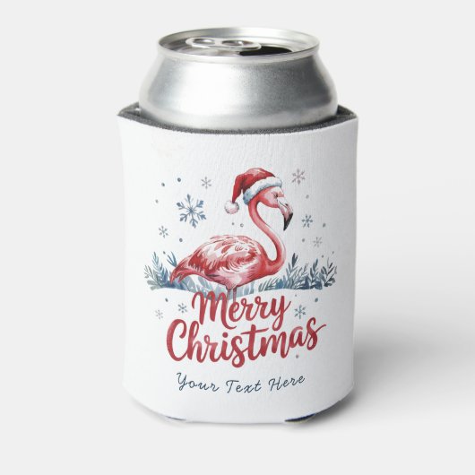  Merry Christmas Pink  Flamingo Personalized  缶クーラー (缶裏面)