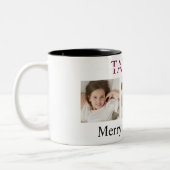 Merry Christmas Pink Mug – Own Photo And Name ツートーンマグカップ (左)