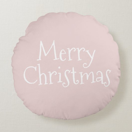 Merry Christmas Pink Round Pillow ラウンドクッション (正面)