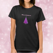 Merry Christmas Pink Silver Sparkle Like Tree Tシャツ