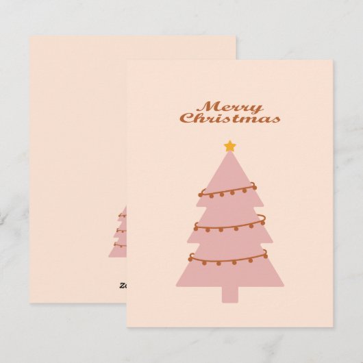 Merry christmas pink tree シーズンカード (正面/裏面)