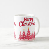Merry Christmas Pink Trees Festive Mug コーヒーマグカップ (正面右)