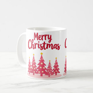 Merry Christmas Pink Trees Festive Mug コーヒーマグカップ