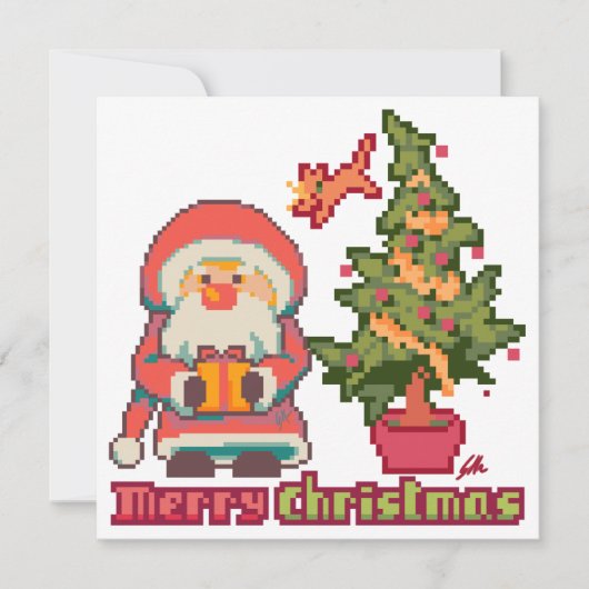 Merry Christmas Pixelart, Pixel Art  カード (正面)