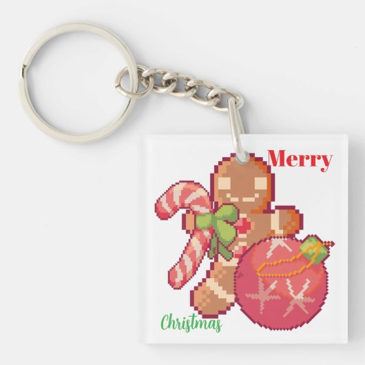 Merry Christmas Pixelart, Pixel Art  キーホルダー (正面)