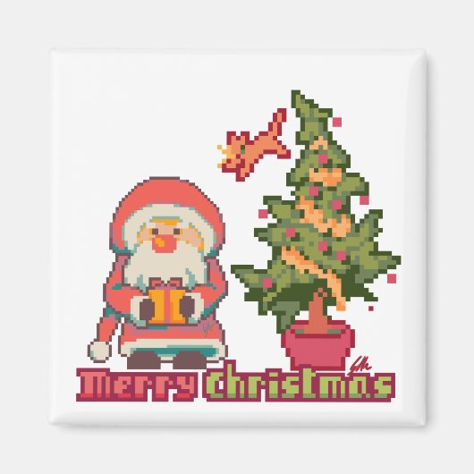 Merry Christmas Pixelart, Pixel Art マグネット (正面)