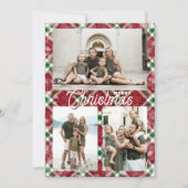 Merry Christmas Plaid 3 Photo Collage シーズンカード (正面)