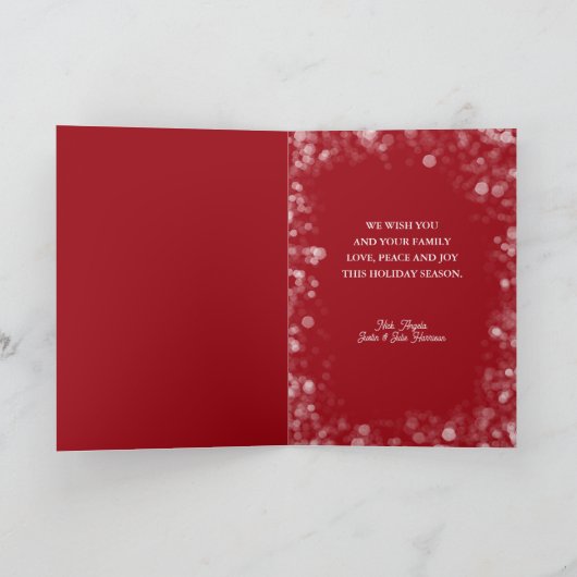 Merry Christmas Plaid 3 Photo Folded シーズンカード (内部)