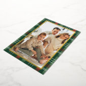Merry Christmas Plaid Foil Photo Collage Christmas 箔シーズンカード (回転した状態)