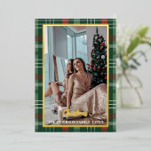 Merry Christmas Plaid Foil Photo Collage Christmas 箔シーズンカード (立ち正面)