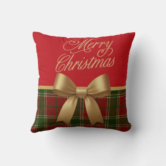 Merry Christmas Plaid Gift クッション (裏面)