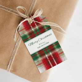 Merry Christmas Plaid Holiday Gift Tag ギフトタグ