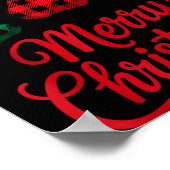 Merry Christmas Plaid Paw Pet Owners Holiday Dog L ポスター (角)