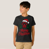 Merry Christmas Plaid Paw Pet Owners Holiday Dog L Tシャツ (正面フル)
