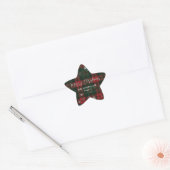 Merry Christmas Plaid Rustic Script Custom 星シール (封筒)