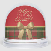 Merry Christmas Plaid Snow Globe with Gold Bow (裏面)