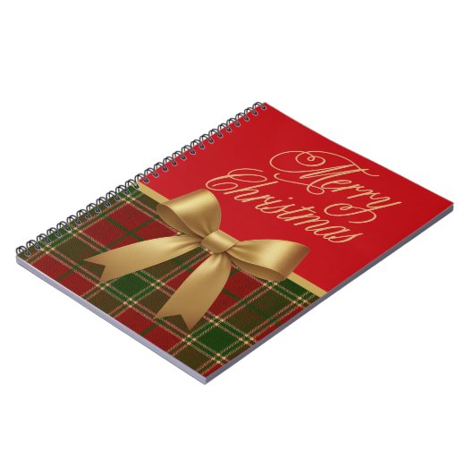 Merry Christmas Plaid Spiral Notebook ノートブック (左側)