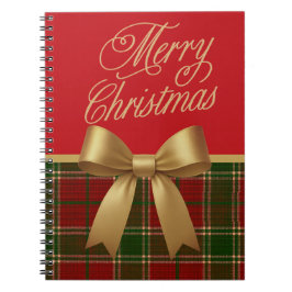 Merry Christmas Plaid Spiral Notebook ノートブック
