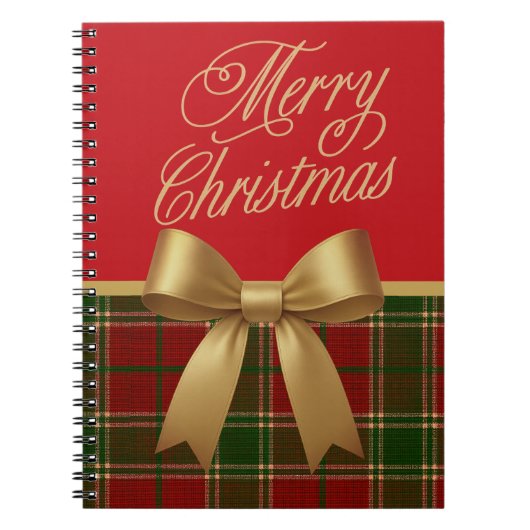 Merry Christmas Plaid Spiral Notebook ノートブック (正面)