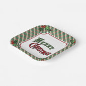 Merry Christmas Plaid with Holly ペーパープレート (傾斜あり)