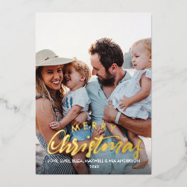 MERRY CHRISTMAS PLAIN パーソナライズされた Photo 箔招待状