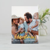 MERRY CHRISTMAS PLAIN パーソナライズされた Photo 箔招待状 (立ち正面)