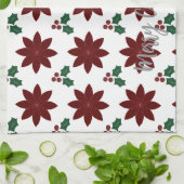 Merry Christmas Poinsettia -  キッチンタオル (折り畳み)