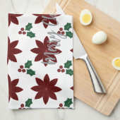 Merry Christmas Poinsettia -  キッチンタオル (四つ折り)