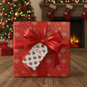 Merry Christmas Poinsettia Festive Red Floral      ギフトタグ