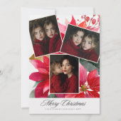 Merry Christmas Poinsettia Floral holiday 3 photo シーズンカード (正面)