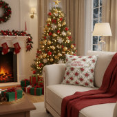 Merry Christmas Poinsettia Floral Holiday Pattern クッション