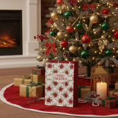 Merry Christmas Poinsettia Floral Holiday Pattern ミディアムペーパーバッグ